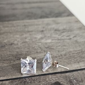 Chic Silver Square Stud Earrings